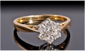 18ct Gold Diamond Cluster Ring, Set With 7 Round Brilliant Cut Diamonds In A Flower Head Setting,