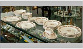Staffordshire Part Dinner Service (approx 45) pieces comprising plates, tureens and soup bowls