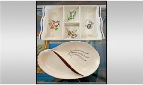 Poole Decanted Entree Dish & Carlton Ware Hand Painted Dish.