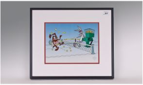 Warner Brothers Limited Edition Framed Cell 'Tennis Anyone'. Certificate of authenticity to reverse.