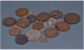 Small Mixed Lot Of Low Value Coins, Mostly English, Victorian Copper etc.
