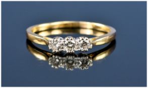 18ct Gold Diamond Ring, Set With Three Round Modern Brilliant Cut Diamonds, Estimated Diamond Weight