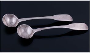 George IV Pair of Silver Mustard Spoons. Hallmark London 1827. Makers Mark CB ( Charles Boyton ).