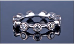 Diamond White Gold Full Eternity Ring, Set With 11 Round Brilliant Cut Diamonds, Unmarked Tests High