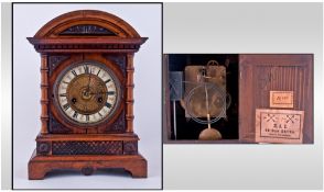 H.A.C. - Carved Walnut Cased, Impressive 14 Day Striking Clock. Made In Wurttemberg, with