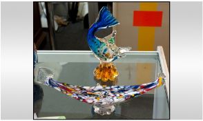 Murano Stylished Bright Coloured Glass Figures ( 2 ) In Total. From the 1960's Comprises a
