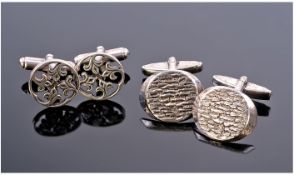 Two Pairs Of Gents Silver Cufflinks