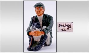Sheberg Isle Of Man Hand Painted Figure. 'Shepherd and sheepdog'. Signed to base. Height 4.25