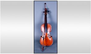 Factory Made Violin And Bow, Paper Label Reads Medio Fino, Probably French, Early 20thC And