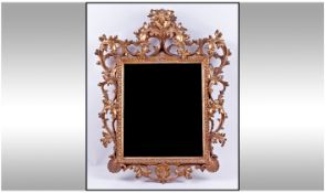 George III Ornate and Period Gilt Wood Bevelled Glass Wall Mirror, of Good Quality. c.1800. Size