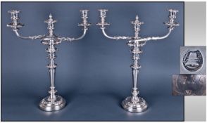 GEORGE IV Very Fine Pair of Old Sheffield Plates. 3 Branch Candlelabras by Robert Smith & Co. of