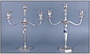 Hawksworth, Eyre and Co Pair of Good Quality Silver Plated Two Coiled Branch Candelabra/Centre