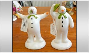 Two Coalport Characters Snowman Figures. 1, The Wrong Nose, height 5.25 inches, with original box