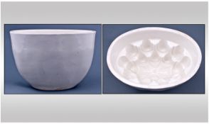 Victorian Jelly Mould. Shaped interior. Oval shaped mould, white colour way. Height 5 inches.