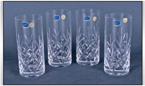 Bohemia Crystal Set Of Four Cut Crystal Glasses. In original box. As new condition.