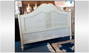 Shaped Scroll Topped Painted Beige Headboard , 50 x 65 Inches