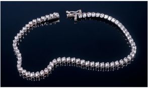 18ct White Gold Diamond Tennis Bracelet, Set With Approx 2.00cts Of Round Modern Brilliant Cut