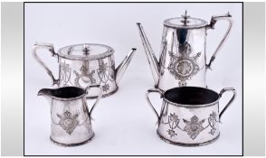 Mid Victorian Four Piece Silver Plated Tea and Coffee Service. c.1881. Makers HW & Co.