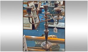 Silver Plated Four Branch Five Light Candelabrum, Height 15Â½ Inches