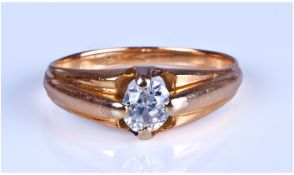 18ct Gold Set Single Stone Diamond Ring. The Diamond of Good Colour and Clarity. Est 25 pts.
