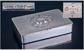 Georg Jensen Impressive and Fine Sterling Hinged Silver Rectangle Shaped Box, with Danish Silver