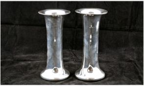 A Pair of Silver Tulip Vases of Good Quality. Hallmark Birmingham 1919. Total weight 18 ozs.