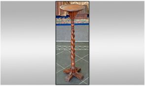 1930's Barley Twist Oak Torchere Stand.