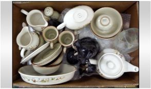 Box Of Assorted Ceramic Items. Comprising Denby "Daybreak" bowls, saucers, etc, M & S Harvester