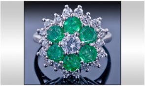 withdrawn

18ct White Gold Diamond And Emerald Cluster Ring, Central Round Modern Brilliant Cut