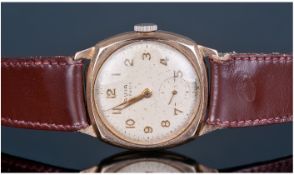 Avia Vintage 9ct Gold Cased Manuel Wind Wrist Watch, Fitted on a Leather Strap. c.1940's. In Working