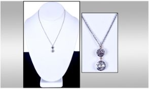 Diamond Drop Pendant, Set With Two Collet Set Old Round Cut Diamonds, Mount Unmarked, Estimated