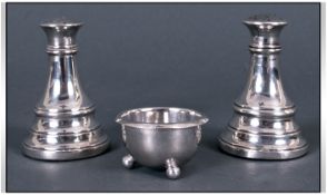 A Silver Pair of Pepperettes In The Form of Two Chess Pawns. Hallmark Birmingham 1915. Each 2.5