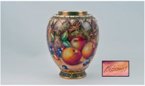 Withdrawn
Royal Worcester Hand Painted Fruits Vase, Apples and Berries, Signed Freeman. Shape