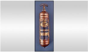 Vintage Brass Fire Extinguisher `Pyrene` Company UK. 13 inches in height. In used condition.