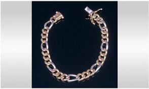 Ladies 9ct Gold Two Tone Curb Bracelet. Fully hallmarked. Length 7.25 inches. 17.8 grams.