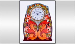 Moorcroft Modern / Trial Squirrels Design Shaped Table Clock. Trial 14.8.12 to Base. Mint
