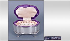 Ladies Edwardian Silver Pin Cushion And Combined Ring Box. Raised on four splayed feet. Hallmark
