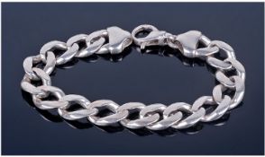 Gents Heavy Silver Curb Bracelet. Marked 925. Length 10.5 inches. 81.4 grams.