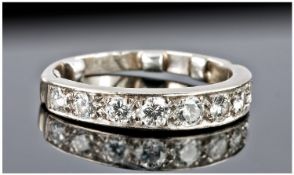 18ct White Gold Set 1/2 Eternity Diamond Ring. The diamonds of good colour and clarity. Est. weight