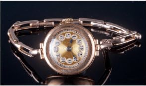 Ladies 9ct Gold Cased 1930`s Mechanical Wrist Watch. Fitted on a 9ct gold expanding bracelet.