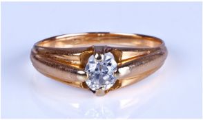 18ct Gold Set Single Stone Diamond Ring. The Diamond of Good Colour and Clarity. Est 25 pts.