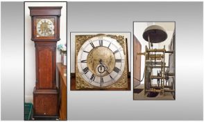 Brass Face Grandfather Clock. Late 18th Century. Maker to dial Taylor of Whitehaven`. 30 hour