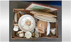 Box Of Porcelain Items Including Plates, cups, Various makes,