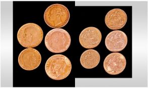 A Collection Of Four 22ct Gold Full Sovereigns. Dates 1928, 1914, 1904 and 1878. All in E/F