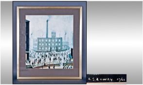 L.S Lowry Industrial Scene Print. Mounted and framed behind glass. Size including frame 21.5 x 24.5