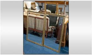 Three Assorted Modern Gilt Framed Mirrors, 2 Rectangular, 1 tall and slim.