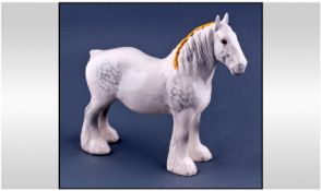 Beswick Horse Figure - Shire Mare, Grey Colourway. Model Num.818. Designer A. Gredington. Height 8.