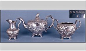 A Vintage Three Piece Silver Plated Tea Service.