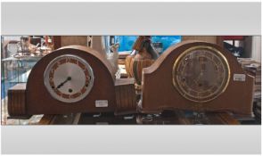 Two 1930`s Oak Cased Mantel Clocks. Of typical form.