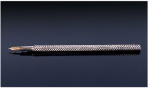 Samuel Mordan & Co Silver Barley Twist Dip Pen. Makred Samuel Mordan & Co. Length 7.5 inches.